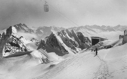 Eröffnung Vallugabahn als damals höchste Seilbahn Österreichs mit Bergstation auf 2811 m